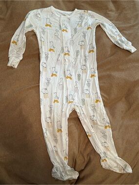 Magnetic Me White Footed One-Piece with Yellow and Gray Animal Prints